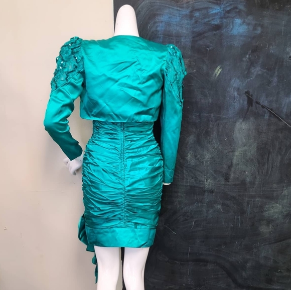 Vintage Teal Sequin Tube Dress & Bolero - Picture 4 of 9
